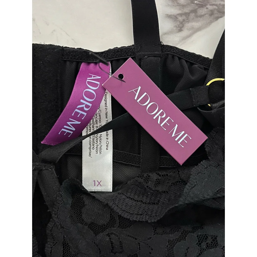 Adore Me Veronique Black Lace Strappy Caging Bustier 1X NWT - Picture 7 of 7